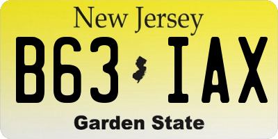 NJ license plate B63IAX