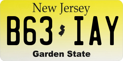 NJ license plate B63IAY