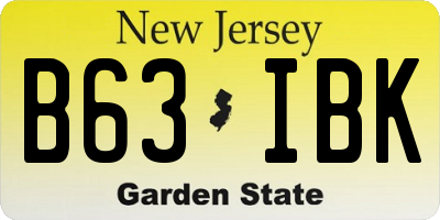 NJ license plate B63IBK