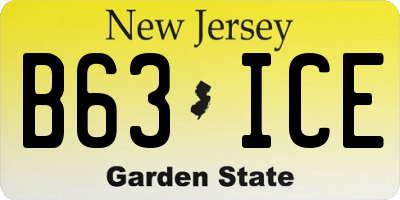 NJ license plate B63ICE