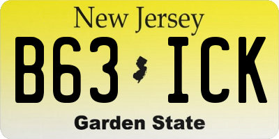 NJ license plate B63ICK