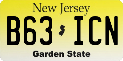 NJ license plate B63ICN