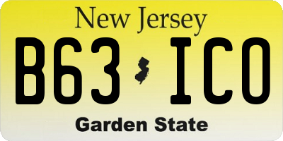 NJ license plate B63ICO