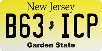 NJ license plate B63ICP