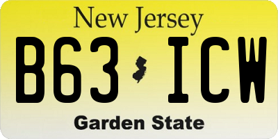 NJ license plate B63ICW