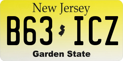 NJ license plate B63ICZ
