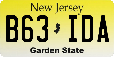 NJ license plate B63IDA