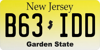 NJ license plate B63IDD
