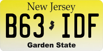 NJ license plate B63IDF