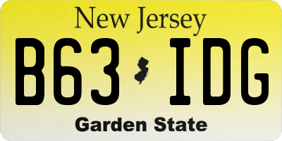 NJ license plate B63IDG