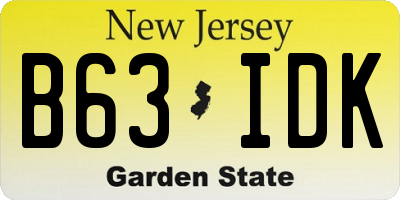NJ license plate B63IDK