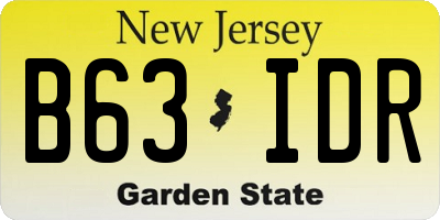 NJ license plate B63IDR
