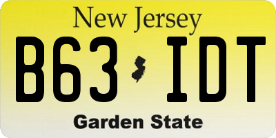 NJ license plate B63IDT