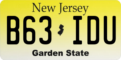 NJ license plate B63IDU