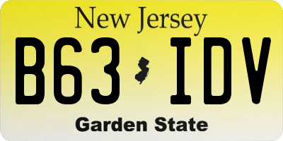 NJ license plate B63IDV