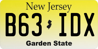 NJ license plate B63IDX