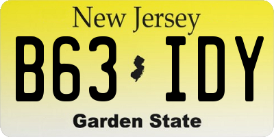 NJ license plate B63IDY