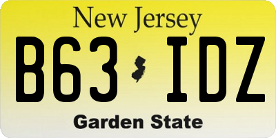 NJ license plate B63IDZ