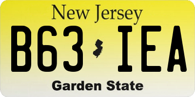 NJ license plate B63IEA