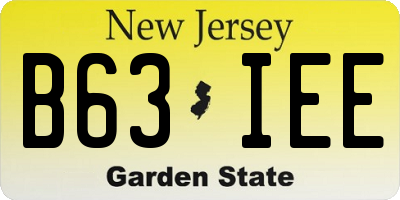 NJ license plate B63IEE