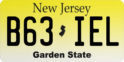 NJ license plate B63IEL
