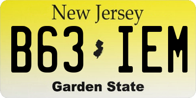 NJ license plate B63IEM