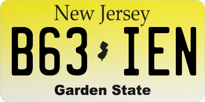 NJ license plate B63IEN