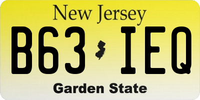 NJ license plate B63IEQ