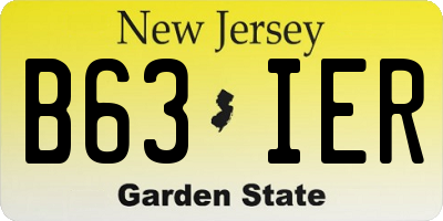 NJ license plate B63IER