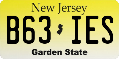 NJ license plate B63IES