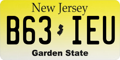NJ license plate B63IEU