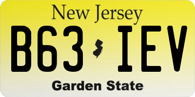 NJ license plate B63IEV