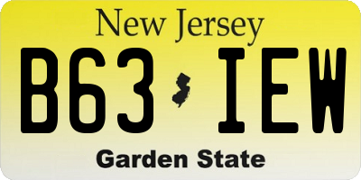 NJ license plate B63IEW