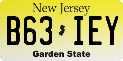 NJ license plate B63IEY