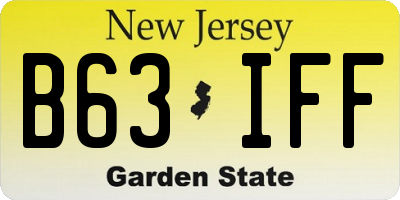 NJ license plate B63IFF