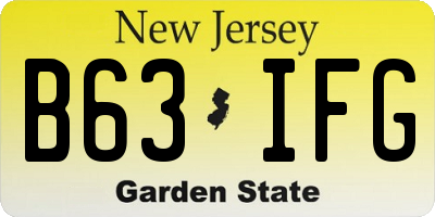 NJ license plate B63IFG