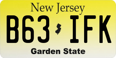 NJ license plate B63IFK