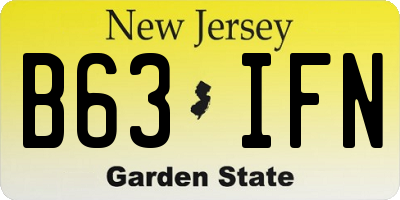 NJ license plate B63IFN