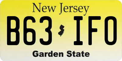 NJ license plate B63IFO