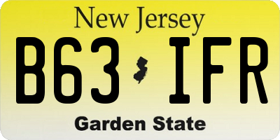NJ license plate B63IFR