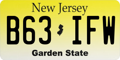NJ license plate B63IFW