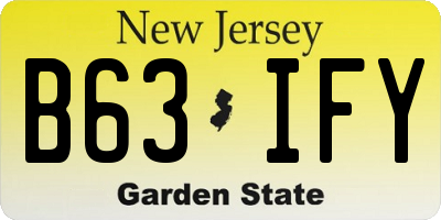 NJ license plate B63IFY
