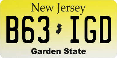 NJ license plate B63IGD