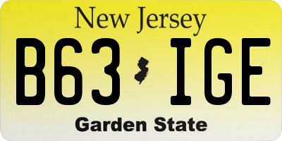 NJ license plate B63IGE