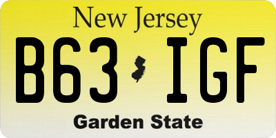 NJ license plate B63IGF