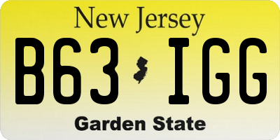 NJ license plate B63IGG