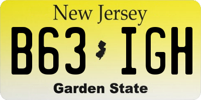 NJ license plate B63IGH