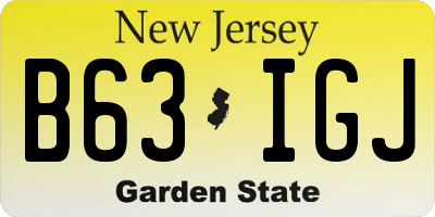 NJ license plate B63IGJ