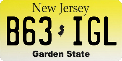 NJ license plate B63IGL