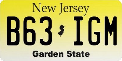 NJ license plate B63IGM